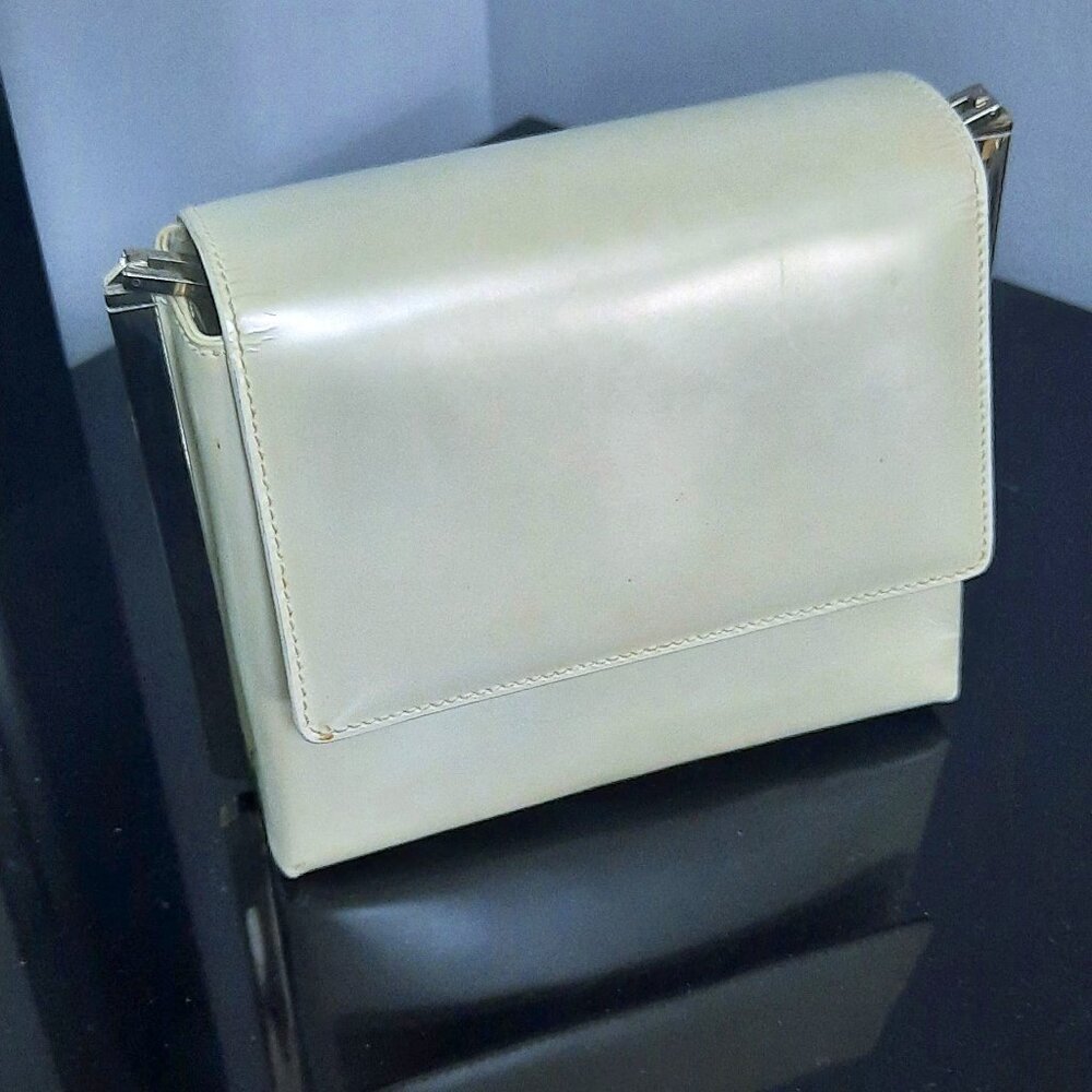 Ferragamo Mini Handbag Ivory Pearl Leather Auth